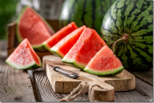 Tasty and fresh watermelon in sunny day