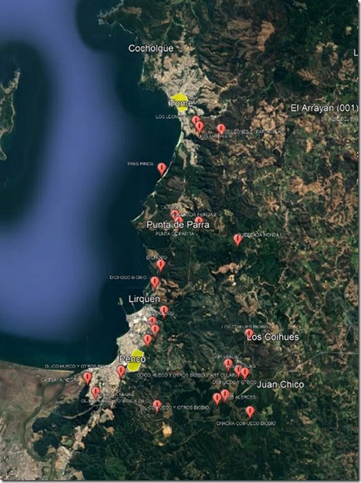 Mapa costa Lirquén